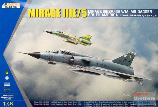 KIN48052 1:48 Kinetic Mirage IIIE/5 Mirage IIIEBR/IIIEA/IAI M5 Dagger South America