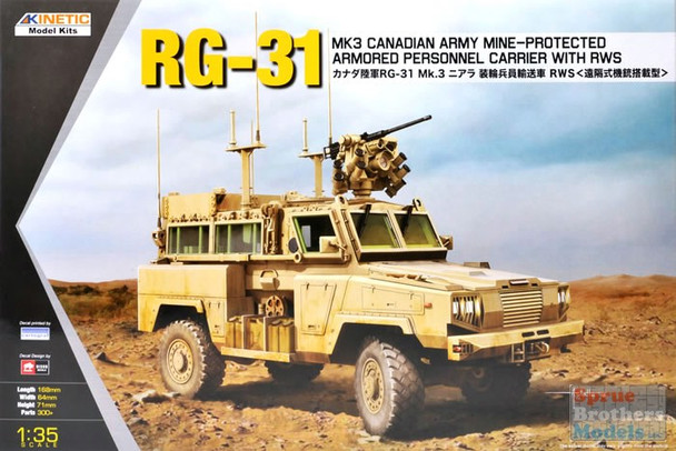 KIN61010 1:35 Kinetic RG-31 Mk 3 Canadian Mine-Protected Armored Personnel Carrier with RWS