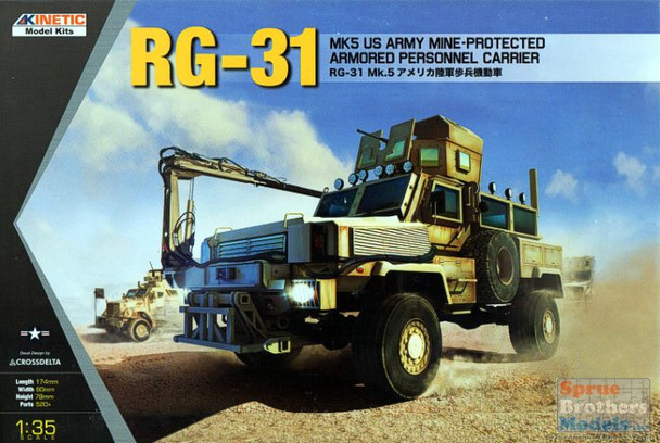 KIN61015 1:35 Kinetic RG-31 Mk 5 US Army Mine-Protected Armored Personnel Carrier
