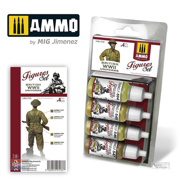 AMM7033 AMMO by Mig Paint Set - British WW2 Uniforms for Figures