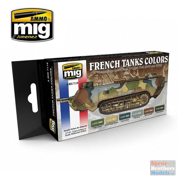 AMM7110 AMMO by Mig Paint Set - French Tank Colors 1914-1940