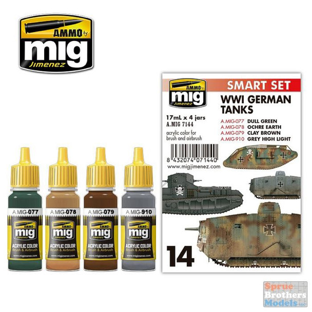 AMM7144 AMMO by Mig Smart Paint Set -  WW1 German Tanks