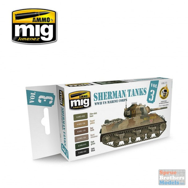 AMM7171 AMMO by Mig Paint Set - Sherman Tanks Vol 3: WW2 US Marine Corps