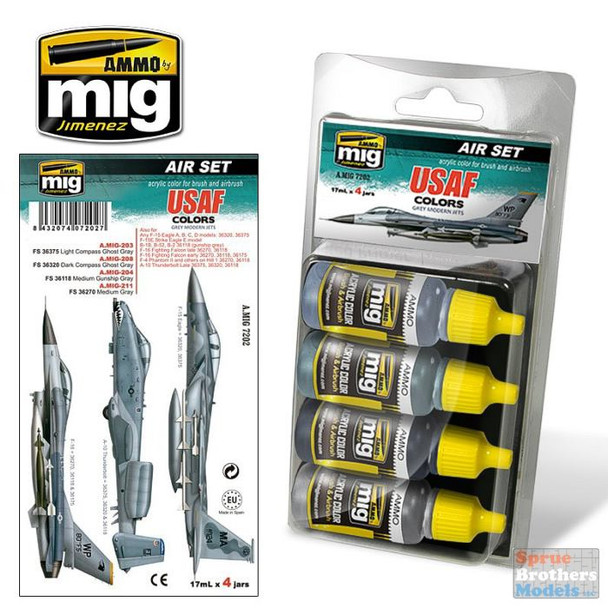 AMM7202 AMMO by Mig Air Paint Set -  USAF Colors Grey Modern Jets