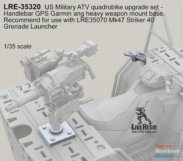 LVRLRE35320 1:35 LiveResin Handlebar GPS Garmin and Heavy Weapon Mount Base for US Military ATV Quadrobike