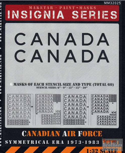 MAK32025K 1:32 Maketar Paint Masks Insignia Series - Canadian Air Force Symmetrical Era 1973-83 Vol 1