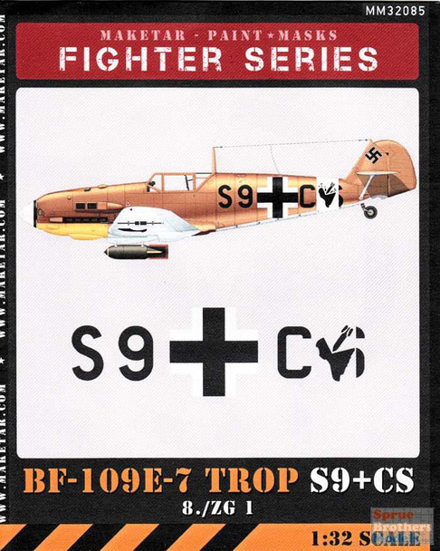 MAK32085K 1:32 Maketar Paint Masks Fighter Series - Bf 109E-7 Trop S9+CS 8./ZG 1