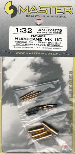 MASAM32075 1:32 Master Model Hurricane Mk.IIC Hispano Mk.II 20mm Cannons (with round recoil springs)