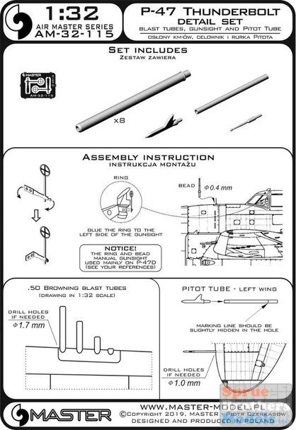 MASAM32115 1:32 Master Model P-47 Thunderbolt Detail Set