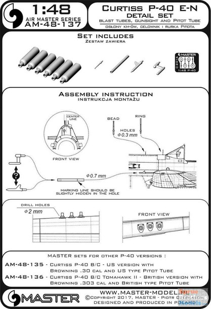 MASAM48137 1:48 Master Model - P-40E-N Warhawk Detail Set