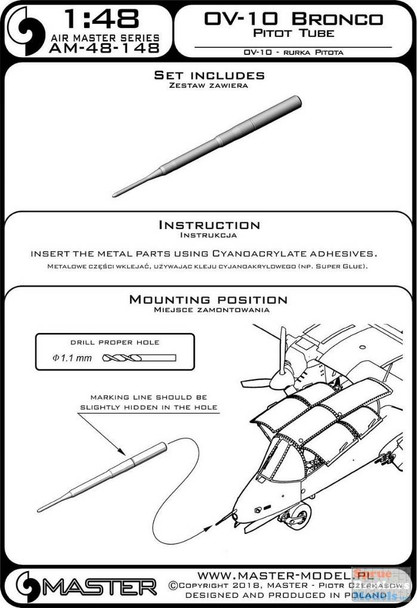 MASAM48148 1:48 Master Model - OV-10 Bronco Pitot Tube