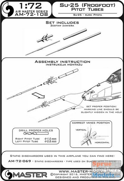 MASAM72108 1:72 Master Model Su-25 Frogfoot Pitot Tubes