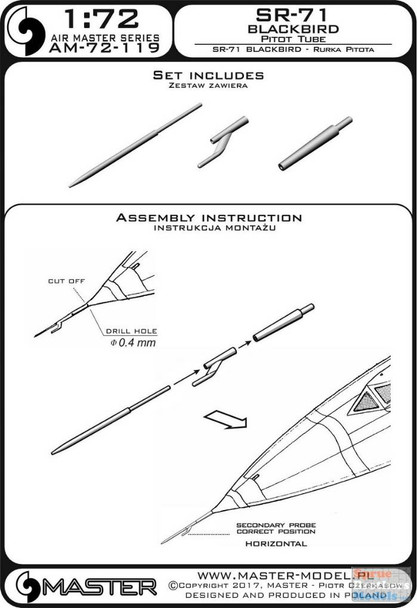 MASAM72119 1:72 Master Model SR-71 Blackbird Pitot Tube