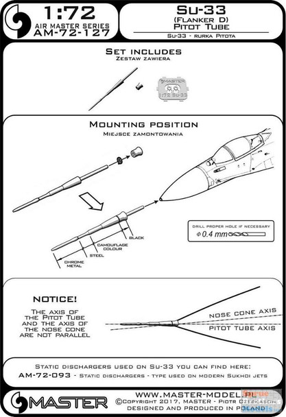 MASAM72127 1:72 Master Model Su-33 Flanker D Pitot Tube