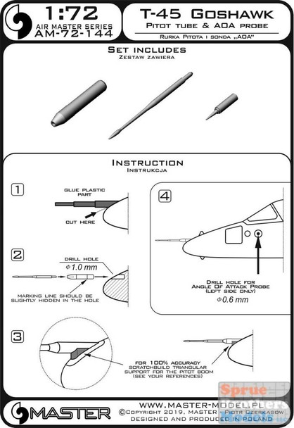 MASAM72144 1:72 Master Model T-45 Goshawk Pitot Tube & AOA Probe