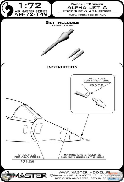 MASAM72149 1:72 Master Model - Alpha Jet A Pitot Tube & AOA Probes