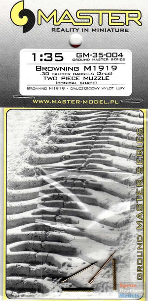 MASGM35004 1:35 Master Model Browning M1919 .30 Caliber Barrels (2 pcs) Conical Shape Two Piece Muzzle