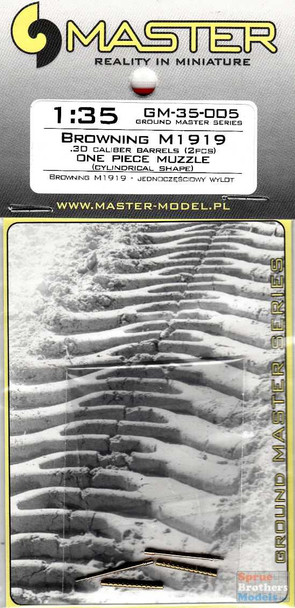 MASGM35005 1:35 Master Model Browning M1919 .30 Caliber Barrels (2 pcs) Cylindrical Shape One Piece Muzzle