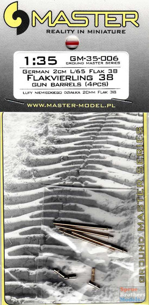 MASGM35006 1:35 Master Model German 2cm L/65 Flak 38 Gun Barrels (4 pcs_