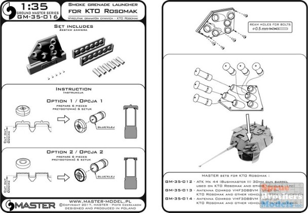 MASGM35015 1:35 Master Model Smoke Grenade Launcher for KTO Rosomak