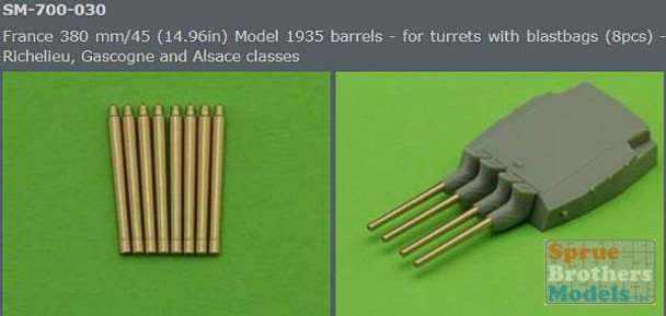 MASSM700030 1:700 Master Model France 380 mm/45 (14.96in) Model 1935 Gun Barrels with Blast Bags