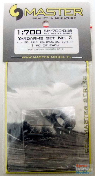 MASSM700046 1:700 Master Model Yardarms Set No 2 (20, 22.5, 25, 27.5, 30, 32.5mm) 1pc of Each