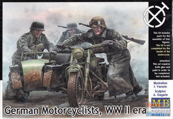 MBM35178 1:35 Masterbox German Motorcyclists, WWII Era - 4 Figure Set