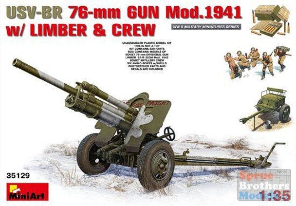 MIA35129 1:35 MiniArt USV-BR 76mm Gun Mod 1941 with Limber & Crew