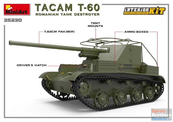 MIA35230 1:35 Miniart TACAM T-60 Romanian Tank Destroyer [Interior Kit]