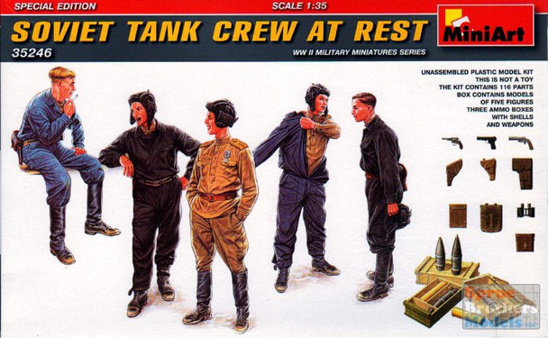 MIA35246 1:35 MiniArt Soviet Tank Crew At Rest Figure Set (5 figures)