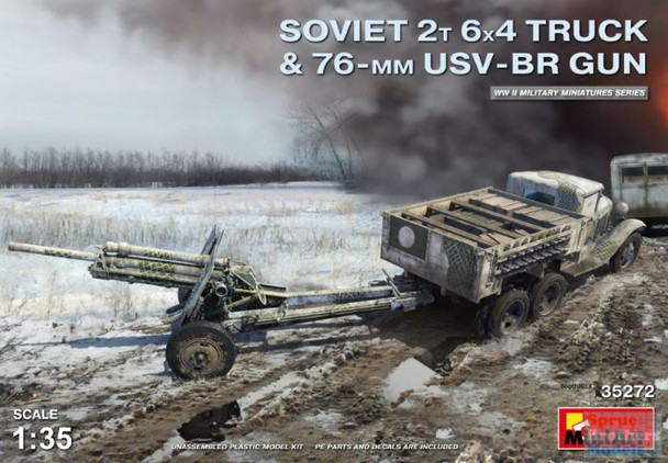 MIA35272 1:35 MiniArt Soviet 2t 6x4 Truck & 76mm USV-BR Gun