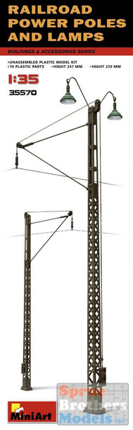 MIA35570 1:35 Miniart Railroad Power Poles and Lamps