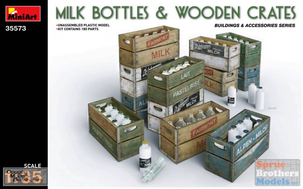 MIA35573 1:35 MiniArt Milk Bottles & Wooden Crates