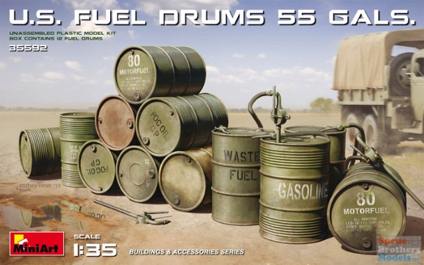 MIA35592 1:35 Miniart US Fuel Drums 55 Gallon