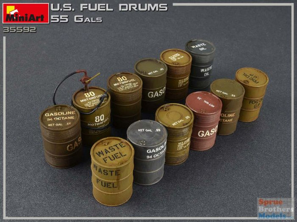 MIA35592 1:35 Miniart US Fuel Drums 55 Gallon