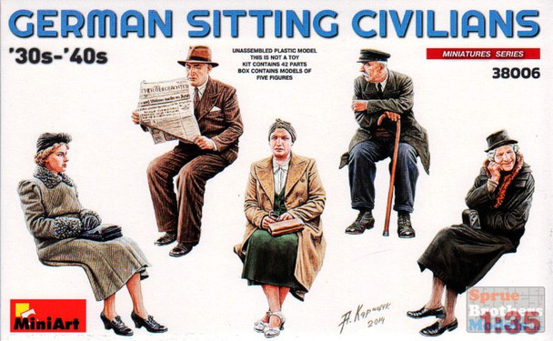 MIA38006 1:35 MiniArt German Sitting Civilians 1930's-40's (5 figure set)
