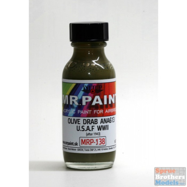 MRP138 MRP/Mr Paint - WW2 US Olive Drab ANA613 30ml (for Airbrush only)