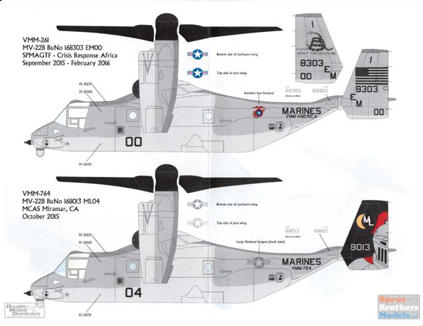 ORDFL48025 1:48 Flying Leathernecks Decals US Marine Corps MV-22B Osprey 'The Tiltrotor Tango'