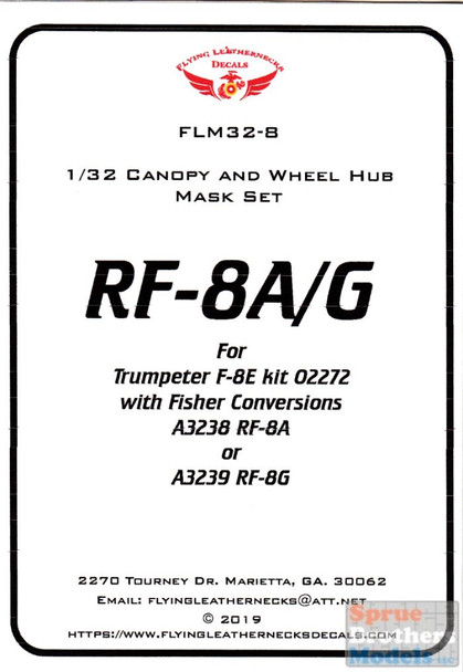 ORDFLM32008 1:32 Flying Leathernecks RF-8A RF-8G Crusader Canopy & Wheel Hub Mask Set (TRP+ kit)