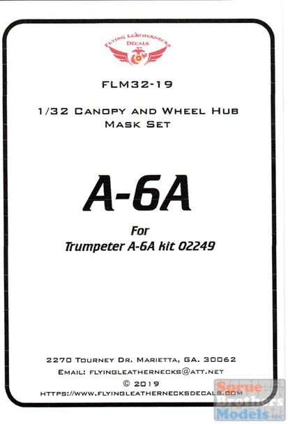 ORDFLM32019 1:32 Flying Leathernecks A-6A Intruder Canopy and Wheel Hub Mask Set (TRP kit)