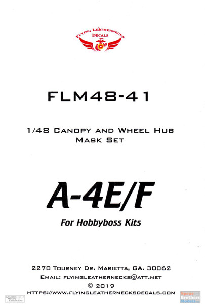 ORDFLM48041 1:48 Flying Leathernecks A-4E A-4F Skyhawk Canopy and Wheel Mask Set (HBS kit)