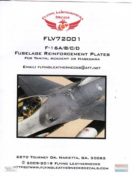 ORDFLV72001 1:72 Flying Leathernecks F-16A F-16B F-16C F-16D Falcon Fuselage Reinforcement Plates