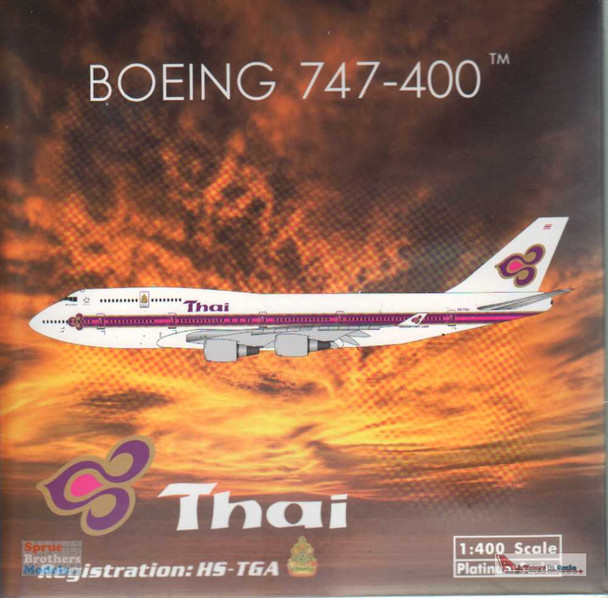 PHX11647 1:400 Phoenix Model Thai Airways B747-400 Reg #HS-TGA with Kings Logo (pre-painted/pre-built)