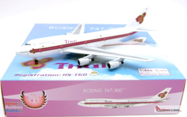 PHX11648 1:400 Phoenix Model Thai Airways B747-300 Reg #HS-TGD with Kings Logo (pre-painted/pre-built)