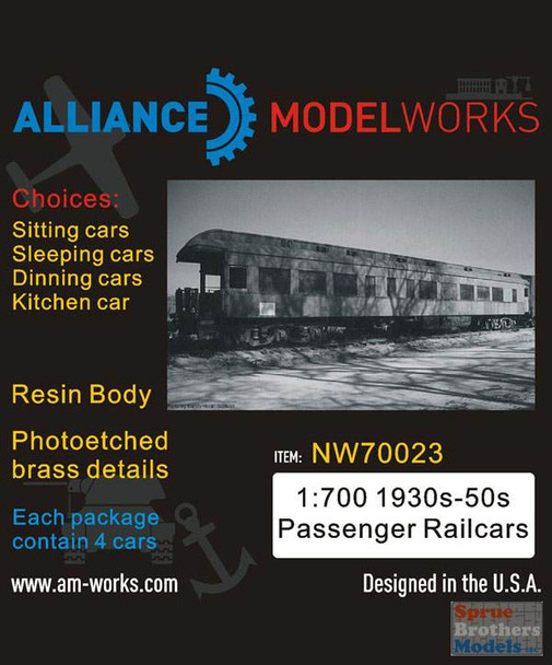 AMWNW70023 1:700 Alliance Modelworks 1930s-1950s Passenger Railcars