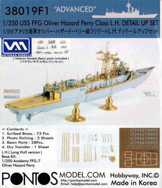 PONF38019 1:350 Pontos Model Detail Up Set - USS Oliver Hazard Perry Class FFG "Advanced" Set with Academy Kit