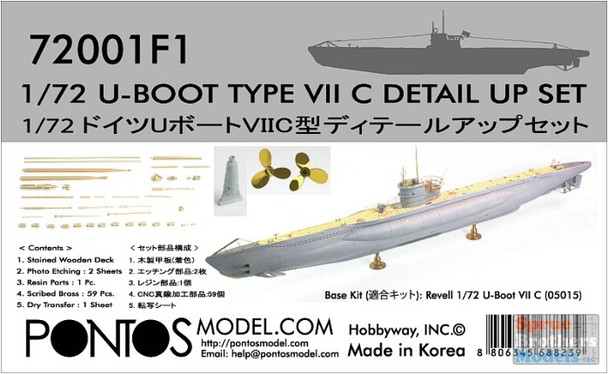 PONF72001 1:72 Pontos Model Detail Up Set - U-Boat Type VII C Detail Up Set (REV kit)