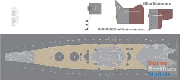 PONWD35005 1:350 Pontos Model Wood Deck - IJN Musashi (TAM kit) #35005WD1