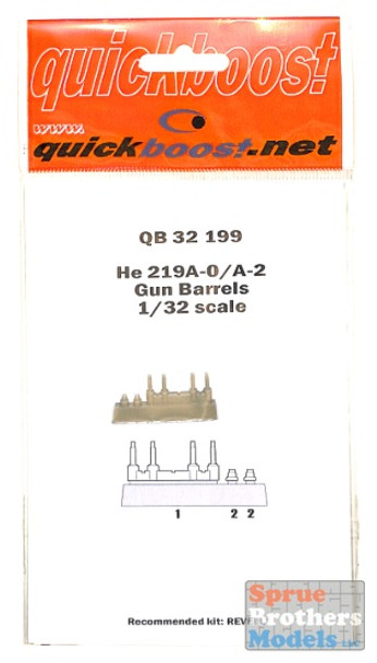 QBT32199 1:32 Quickboost Heinkel He219A-0/A-2 Gun Barrels (REV kit)