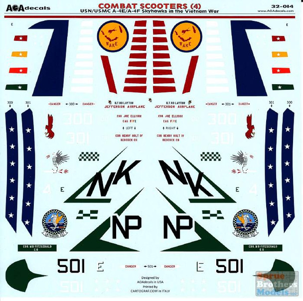 AOA32014 1:32 AOA Decals - USN/USMC A-4E A-4F Skyhawks in the Vietnam War 'Combat Scooters' Part 4